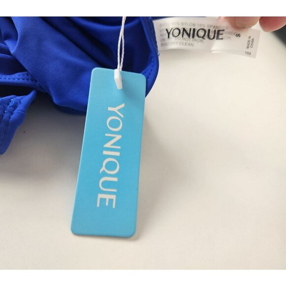 Womens Small One Shoulder Monokini Cutout Swimsuit One Piece Royal Blue Sexy - Picture 9 of 11